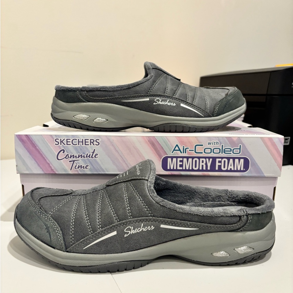 Skechers Commute Time ON-CALL Charcoal Slip-On Mules